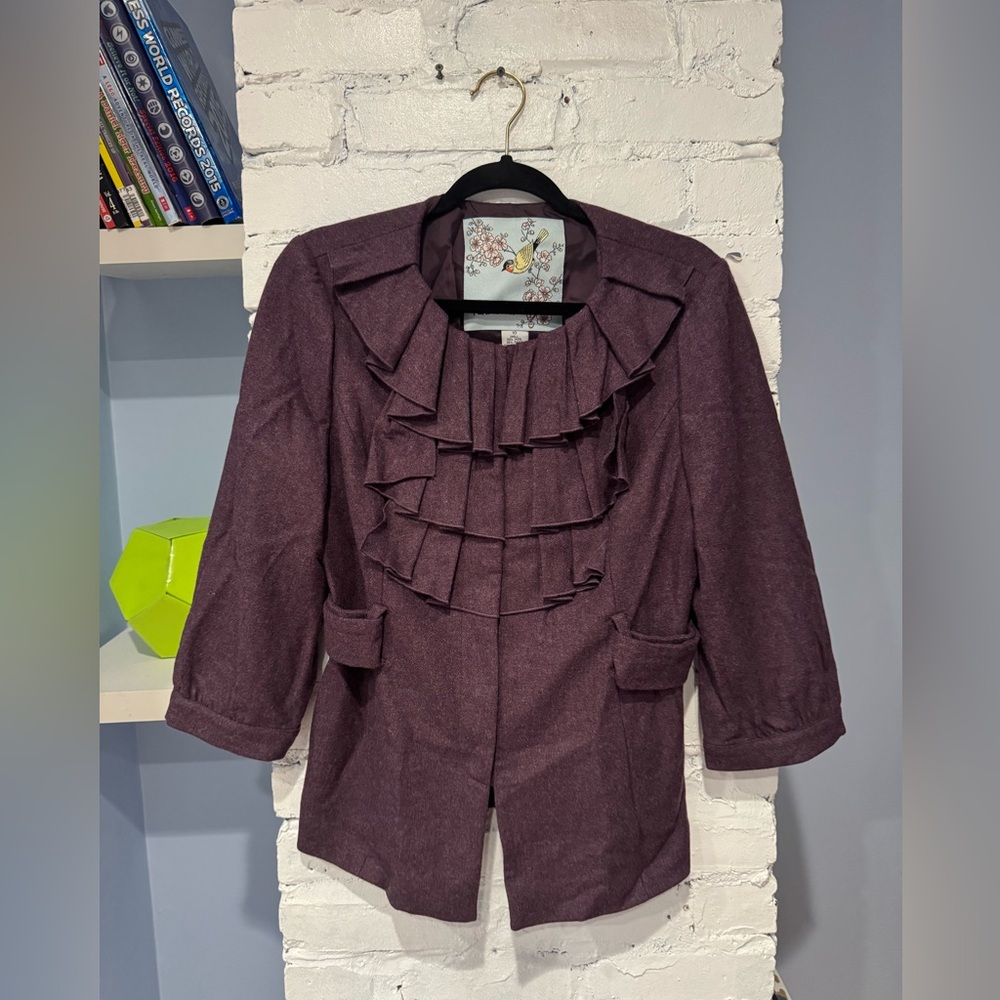 Anthropologie Tabitha Foliage Finder Purple Jacket Size 10 - Picture 2 of 9
